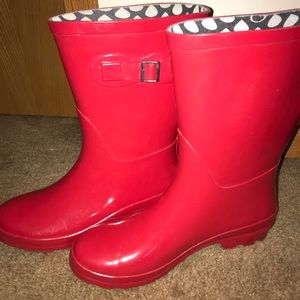 Red rain boots